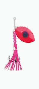 Salmon Spinner McOmie's #7 Mag Willow UV "punto púrpura/rosa" con Hoochie - Imagen 1 de 1