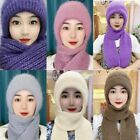 Winter Women Knitted Hooded Scarf 2 In 1 Keep Warm Neck Cover Shawls Muffler
