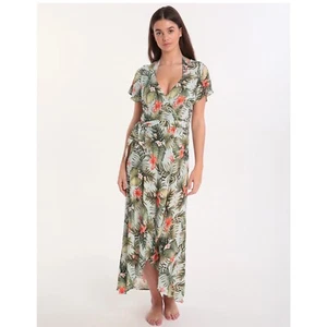BANANA MOON NeW IQUITOSVOIL GULIA WRAP FLORAL MAXI DRESS SKY Green Sz L - Picture 1 of 10