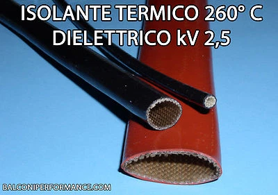GUAINA ISOLANTE VETRO SILICONE ALTE TEMPERATURE 2500V 260° C PROTEZIONE TERMICA - Immagine 1 di 4