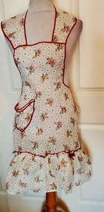 Vintage weiße Nylon Blumenmuster volle Schürze - Bild 1 von 6