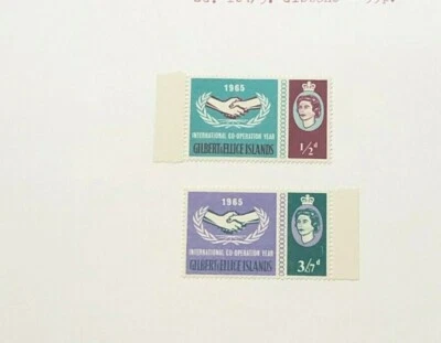 2 x Gilbert & Ellice Islands 1965 1/2d defectuoso raro error de impresión 3/7d montado sin montar o nunca montado Foto 1 de 4