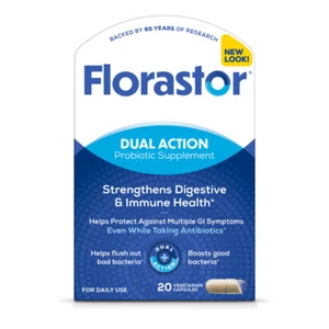 Florastor Dual Action Probiotic Vegetarian Capsules 20 EA - Picture 1 of 1