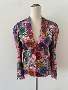 John Richmond Blazer Jacket Girls Size 16 Bright Pink Floral Star Button NEW - Picture 1 of 14