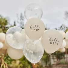 Baby Shower Confetti Balloons | Neutral Hello Baby Party Decorations Cloud x 5