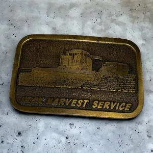 Vintage Hit Line USA Special Edition 1984 Brass Belt Buckle Heck Harvest Service - Picture 1 of 8