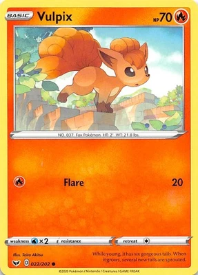 Vulpix 022/202 SWSH01 Sword & Shield Base Set Pokemon 005615 - Image 1 of 2
