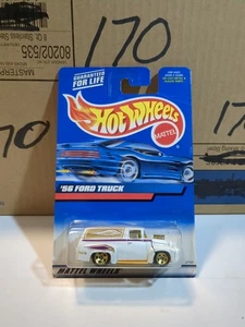 Camión Ford Hot Wheels 2000 '56 blanco #171 dorado llantas de 5 radios (base de China) nuevo en paquete - Imagen 1 de 5