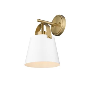 Z-Lite 726-1S Z-Studio 13" Tall Wall Sconce - Matte White / Heritage Brass - Picture 1 of 12