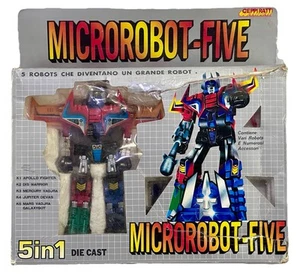 MICROROBOT-FIVE 5 IN 1 DIE CAST CEPPIRATTI NO MICROTRON TAKARA KO VINTAGE TAIWAN - Foto 1 di 14