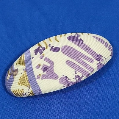 Vintage Hair Clip Abstract Fabric Wrapped French Style Barrette Accessory - Image 1 of 3