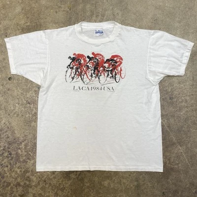Vintage 1984 Olympics Cycling Shirt Size XL Art Los Angeles 80s Summer Games - Image 1 of 4
