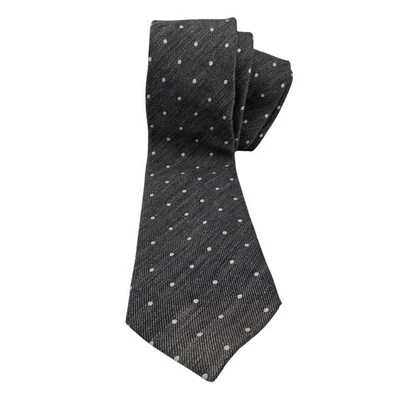 John Varvatos USA Cotton and Linen Blend Gray Polka Dot Tie - Image 1 of 4