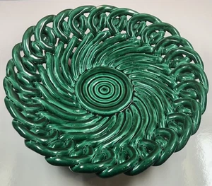 Grande coupe à fruits céramique tressée verte style Massier - 33 x 10 cm - Imagen 1 de 7