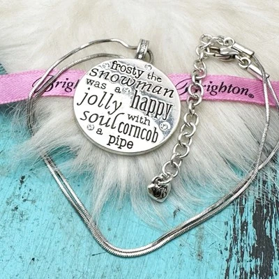 Brighton Frosty the Snowman Round Crystal Pendant Silver Plate Necklace - Image 1 of 4