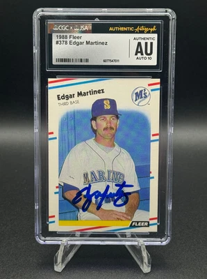 Tarjeta de novato firmada por Edgar Martínez 1988 Fleer #378 🔥 CGC x JSA auténtica automática 10 Foto 1 de 4