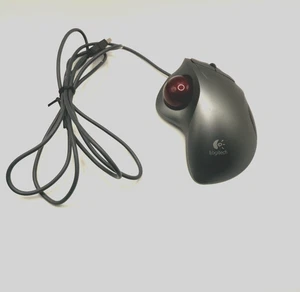 Logitech Trackman Wheel T-BB18 Wired USB Trackball Mouse Ergonomic Tested Gray - Picture 1 of 6