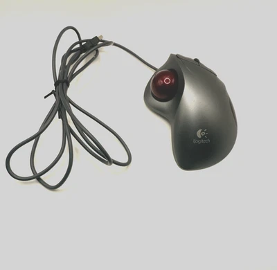 Logitech Trackman Wheel T-BB18 kabelgebundene USB Trackball Maus ergonomisch getestet grau - Bild 1 von 4