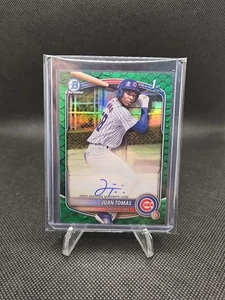 2025 Bowman Chrome Juan Tomas 1st Green Reptilian AUTO 66/99 😲🔥🔥 CHI CUBS - Picture 1 of 3