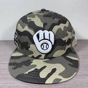 7 3/8 Milwaukee Brewers New Era Camo 2021 Armed Forces 59FIFTY OnField Hat - Picture 1 of 8
