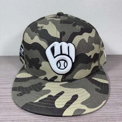 7 3/8 Milwaukee Brewers New Era Camo 2021 Armed Forces 59FIFTY OnField Hat - Image 1 of 4