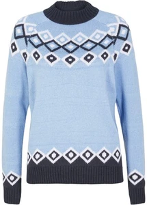 Norweger-Pullover Gr. 48/50 Matt Blau Braun Damen Langarm-Pulli Sweater Neu - Bild 1 von 1