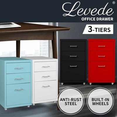 Levede 3 Drawer Office Drawers Cabinet Storage Cabinets Steel Rack Home Shelves - image 1 of 4