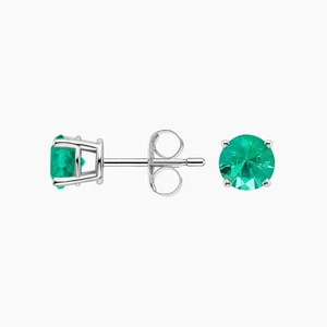 925 Sterling Silver Solitaire Lab Created Emerald Stud Earrings Gifts For Her - Picture 1 of 4