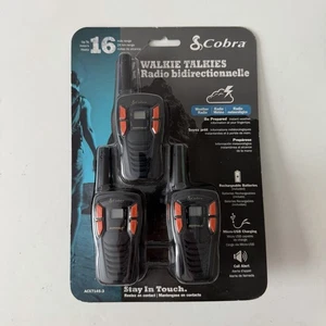 Cobra ACXT145-3 (3 Pack) Walkie Talkies Compact 2-Way Radios 16-Mile Range NEW - Picture 1 of 2