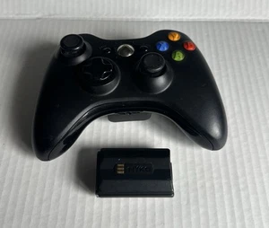 Genuine Microsoft Xbox 360 Black Wireless Controller W/ NYKO Rechargeable BAT. - Picture 1 of 5