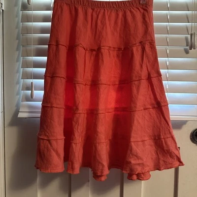 Falda Suave Alrededores Pequeña Acampanada Naranja Cintura Elástica Cottage Pradera Longitud Mediana Foto 1 de 4