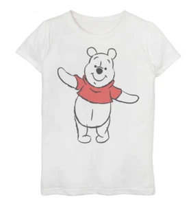 DISNEY Girl's Basic Sketch Pooh S/S Crew Tee/T-Shirt Winnie the Pooh Sz M White - Picture 1 of 1