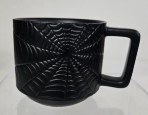 Starbucks Halloween 2019 Black Tonal Spider Web Ceramic Cup Mug Handle 12 oz - Picture 1 of 8