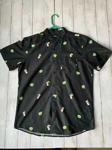 Molokai Surf Co Hawaiian Shirt Men L Black Aloha Button Short Sleeve Relaxed Fit - Picture 1 of 10