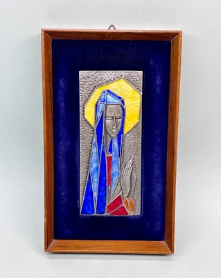 OTTAVIANI QUADRO VINTAGE BASSORILIEVO ARGENTO E SMALTI MADONNA MARCHIATO ANNI 60 - Immagine 1 di 4