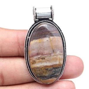 Pendant Designer Jasper Gemstone Mother'Day Gift Silver Jewelry 2" - Picture 1 of 7
