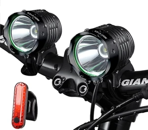 Night Eyes-2400 Lumens(1200LMx2) Mountain Bike Headlight Bike Light -Rechargeabl - Picture 1 of 9