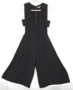 Gianni Bini Jumpsuit weites Bein Culotte Capri Hose V-Ausschnitt ärmellos Damen S schwarz - Bild 1 von 15