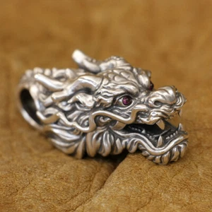 Ciondolo drago LINSION occhi zirconi rosso viola argento sterling 925 dettagli TA456A - Foto 1 di 12