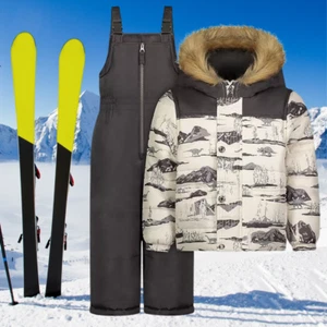 OshKosh B'gosh Skijacke und Schneelatz Schneeanzug Set grau Dino Print Größe Small 4 - Bild 1 von 10