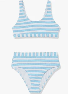 New Girl's Splendid Bralette & Highwaist Underwear Bra Set Blue Striped Size 10 - Picture 1 of 3