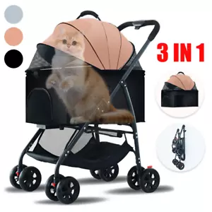 PORIYA Pet Stroller Dog Pram 4Wheels Large Cat Carrier Travel Foldable Pushchair - Picture 1 of 20