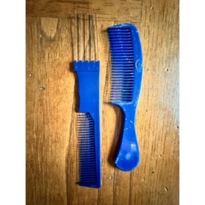 Hair Combs Set Blue Plastic Styling Comb & Hair Pick Detangling Comb - Bild 1 von 3