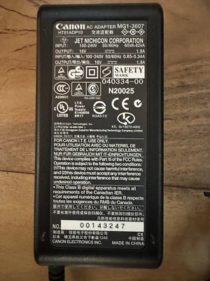OEM Canon AC Adapter MG1-3607 DC 16V 1.8A HT81ADP10 WITH AC POWER CORD - Image 1 of 2