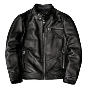 Premium Men's sheep Black Leather Jacket - Picture 1 of 8