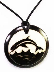 Collar Colgante Medallón Tagua DOLPHIN - Orgánico Vegano - Comercio Justo - Imagen 1 de 2