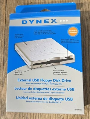 Dynex (DX-EF101) 3.5" External USB Floppy Disk Drive NEW MAC WINDOWS COMPUTER - Image 1 of 3
