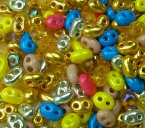 Twin 2 Hole Czech Seed Beads Size 2.5 x 5 mm " MIXTURE COLOR # 44 " 50 Grams - Picture 1 of 4