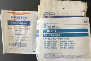 Kendall Curity Gauze Sponges/Pads Large (4"X4") 58ct NEW Oldstock Made in USA - Picture 1 of 4