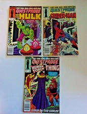 Questprobe #1-3 Lot Hulk, Spider-Man, Human Torch, Thing 1984 Marvel Newsstand